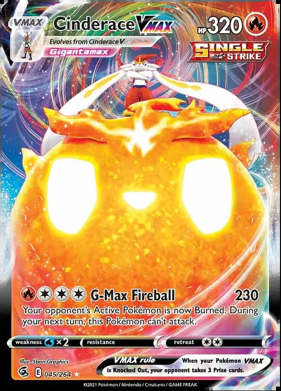 Cinderace VMAX Pokemon card from Fusion Strike
