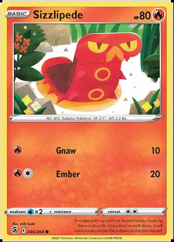 Sizzlipede Pokemon card from Fusion Strike