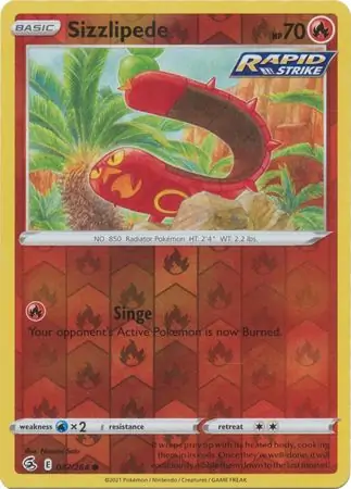 Sizzlipede Reverse Holo Pokemon card from Fusion Strike
