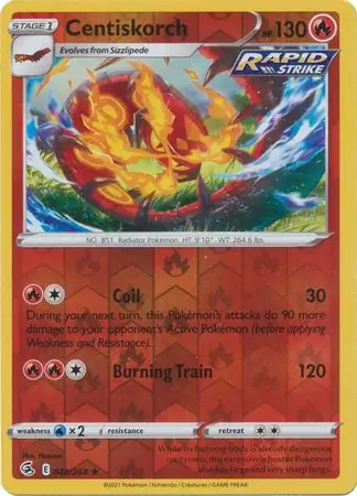 Centiskorch Reverse Holo Pokemon card from Fusion Strike