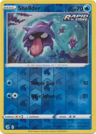 Shellder Reverse Holo Pokemon card from Fusion Strike