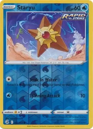 Staryu Reverse Holo Pokemon card from Fusion Strike