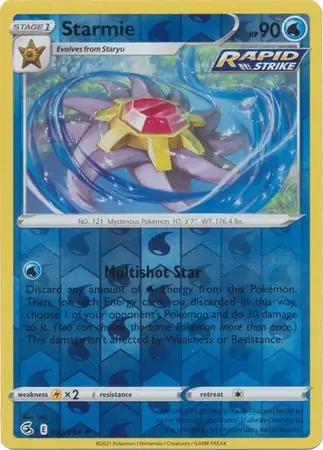 Starmie Reverse Holo Pokemon card from Fusion Strike
