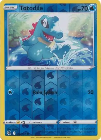 Totodile Reverse Holo Pokemon card from Fusion Strike