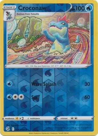 Croconaw Reverse Holo Pokemon card from Fusion Strike
