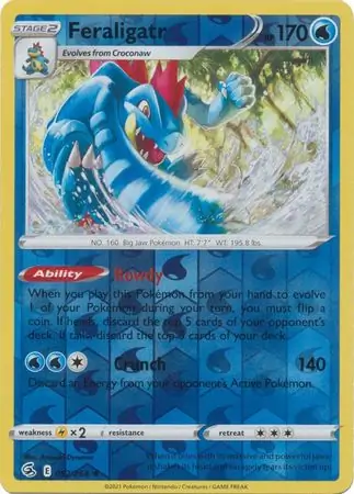 Feraligatr Reverse Holo Pokemon card from Fusion Strike