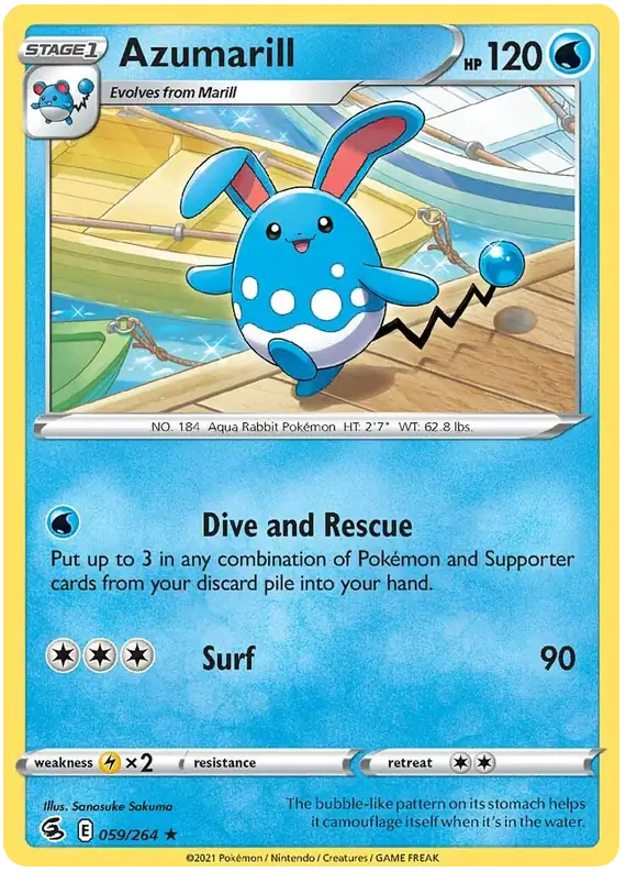 Azumarill Pokemon card from Fusion Strike