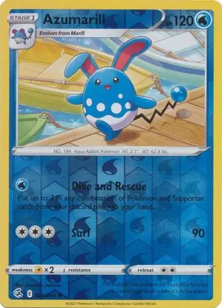 Azumarill Reverse Holo Pokemon card from Fusion Strike