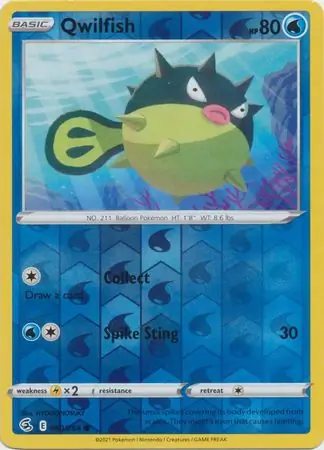 Qwilfish Reverse Holo Pokemon card from Fusion Strike