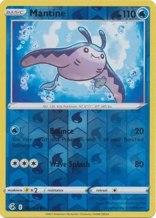 Mantine Reverse Holo Pokemon card from Fusion Strike