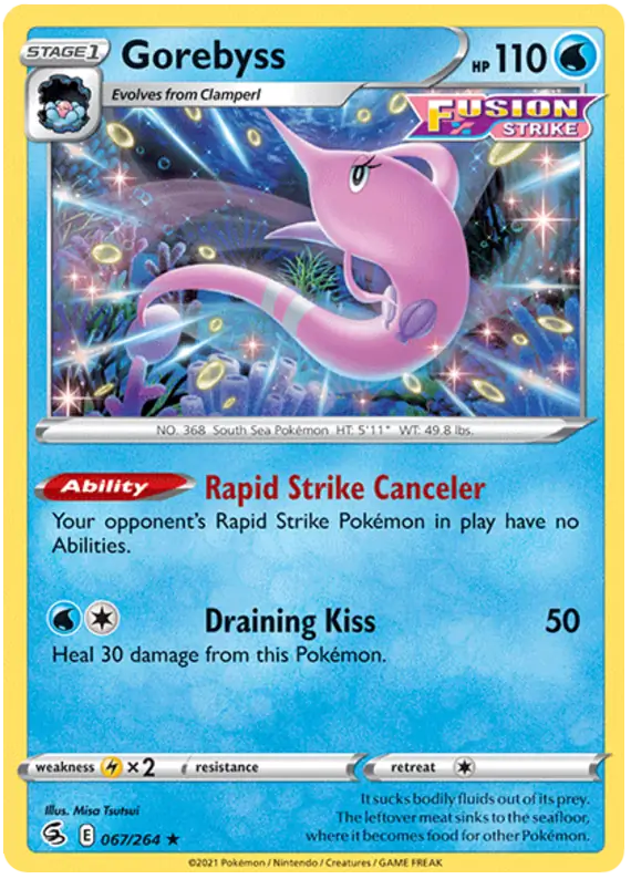 Gorebyss Pokemon card from Fusion Strike