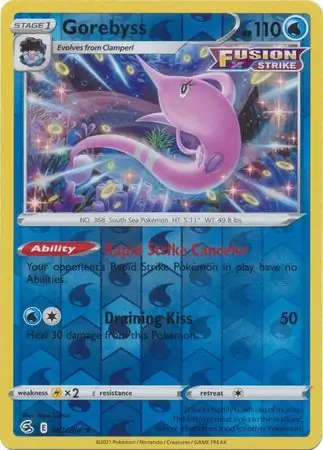 Gorebyss Reverse Holo Pokemon card from Fusion Strike