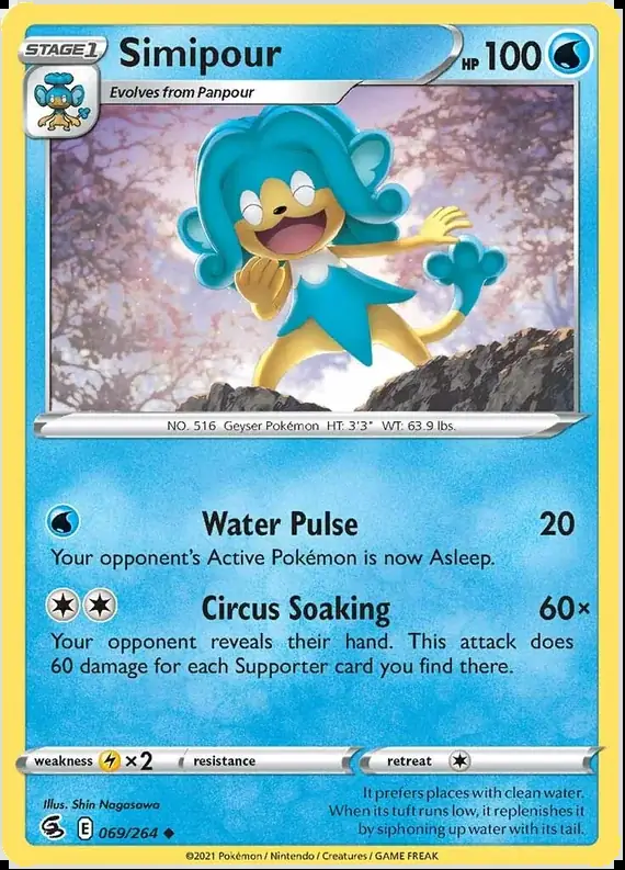 Simipour Pokemon card from Fusion Strike
