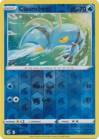 Clauncher Reverse Holo Pokemon card from Fusion Strike