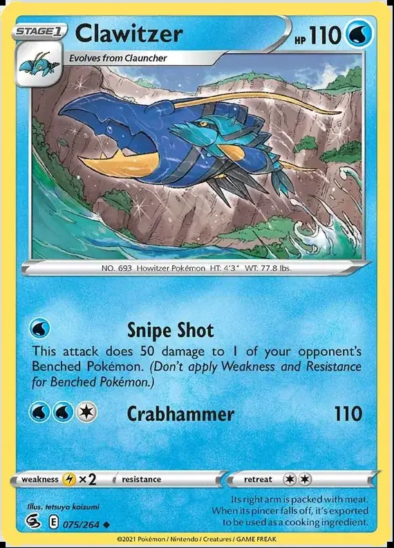 Clawitzer Pokemon card from Fusion Strike