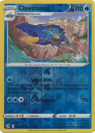 Clawitzer Reverse Holo Pokemon card from Fusion Strike
