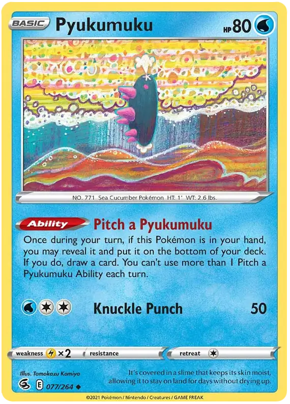 Pyukumuku Pokemon card from Fusion Strike
