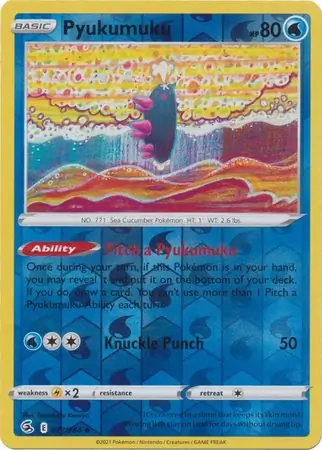 Pyukumuku Reverse Holo Pokemon card from Fusion Strike