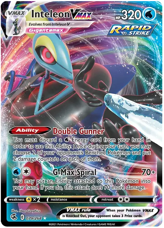 Inteleon VMAX Pokemon card from Fusion Strike