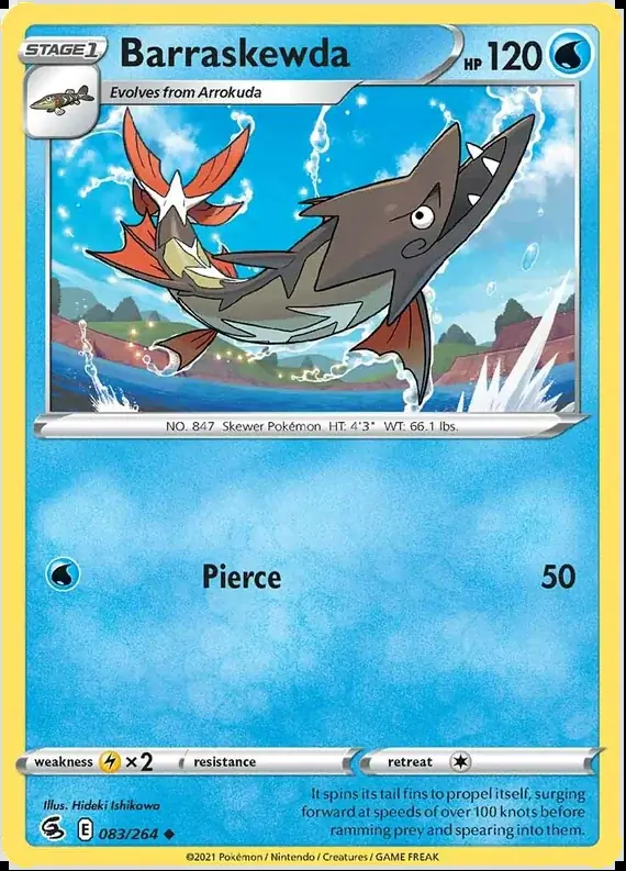 Barraskewda Pokemon card from Fusion Strike