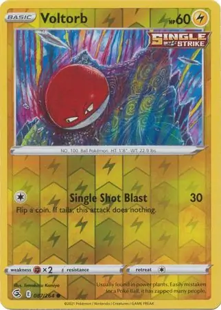 Voltorb Reverse Holo Pokemon card from Fusion Strike