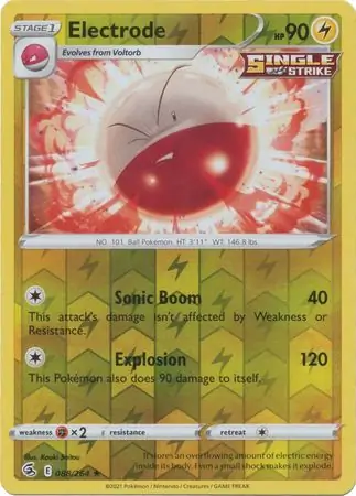 Electrode Reverse Holo Pokemon card from Fusion Strike