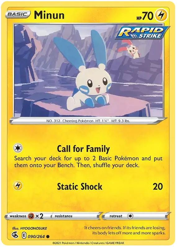 Minun Pokemon card from Fusion Strike
