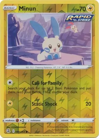 Minun Reverse Holo Pokemon card from Fusion Strike