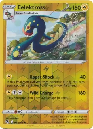 Eelektross Reverse Holo Pokemon card from Fusion Strike