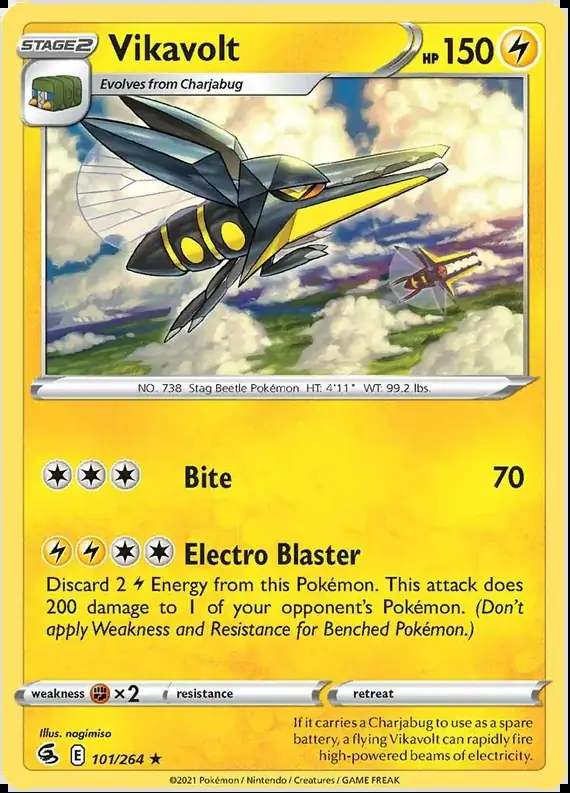 Vikavolt Pokemon card from Fusion Strike