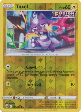 Toxel Reverse Holo Pokemon card from Fusion Strike