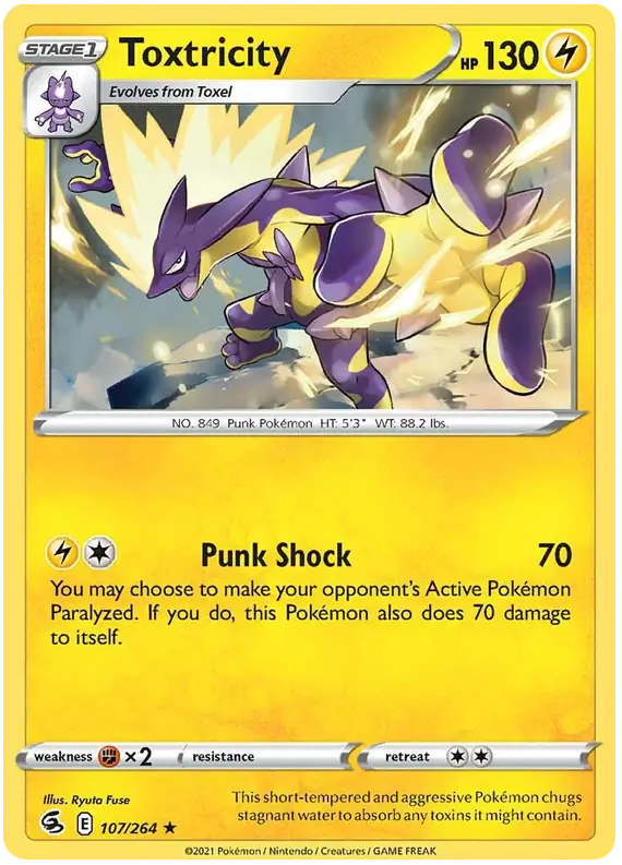 Toxtricity Pokemon card from Fusion Strike