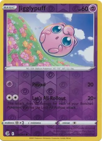 Jigglypuff Reverse Holo Pokemon card from Fusion Strike