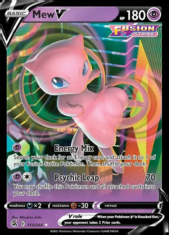 Mew V Pokemon card from Fusion Strike