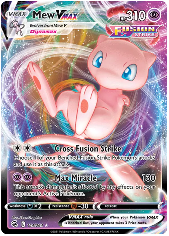 Mew VMAX Pokemon card from Fusion Strike