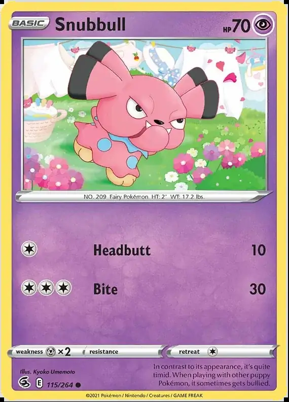 Snubbull Pokemon card from Fusion Strike