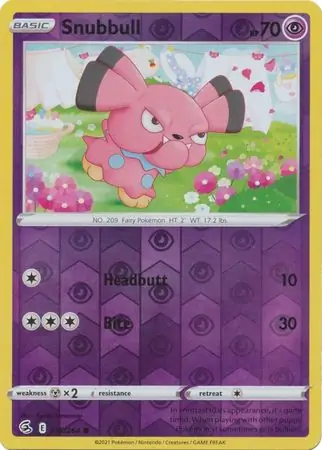 Snubbull Reverse Holo Pokemon card from Fusion Strike