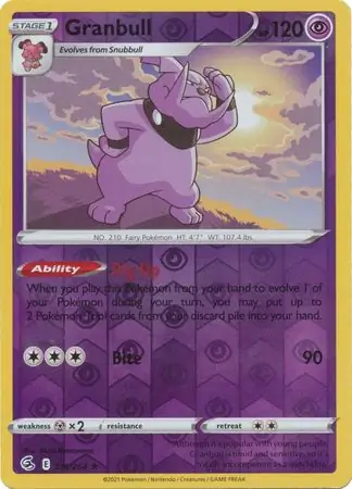 Granbull Reverse Holo Pokemon card from Fusion Strike