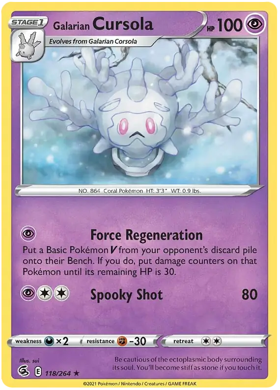 Galarian Cursola Pokemon card from Fusion Strike