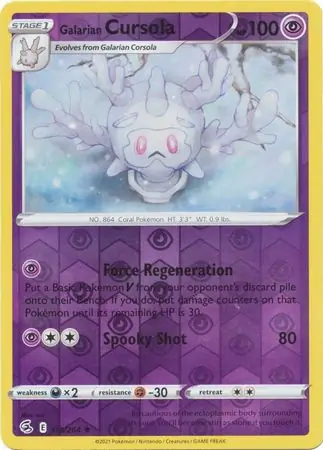 Galarian Cursola Reverse Holo Pokemon card from Fusion Strike