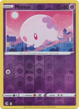 Munna Reverse Holo Pokemon card from Fusion Strike