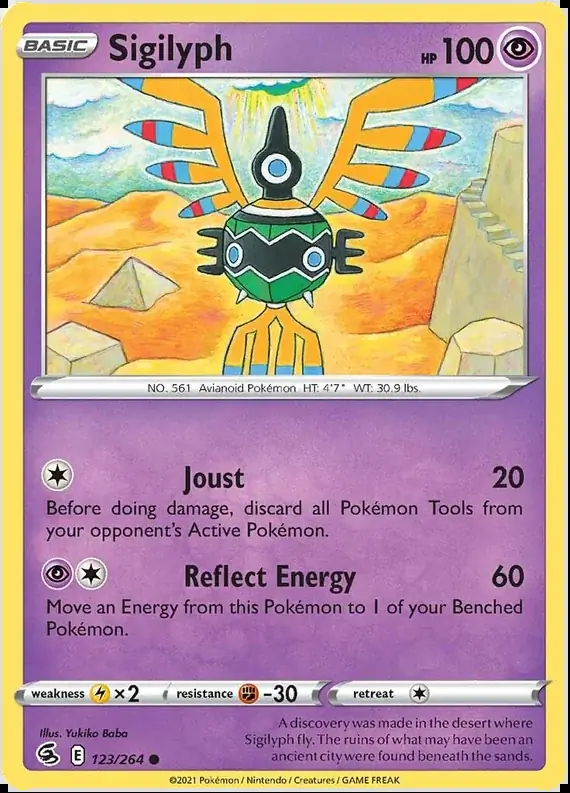 Sigilyph Pokemon card from Fusion Strike