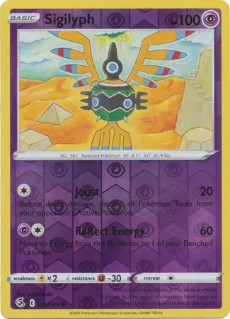 Sigilyph Reverse Holo Pokemon card from Fusion Strike
