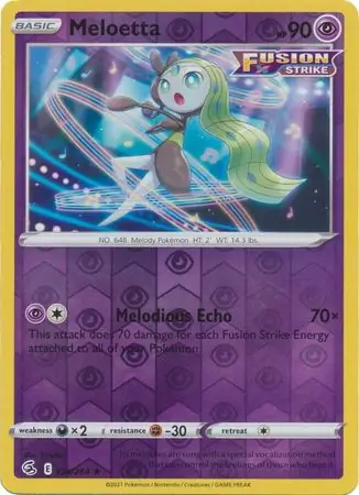 Meloetta Reverse Holo Pokemon card from Fusion Strike