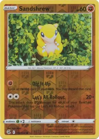 Sandshrew Reverse Holo Pokemon card from Fusion Strike