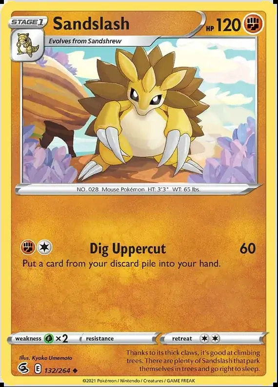 Sandslash Pokemon card from Fusion Strike