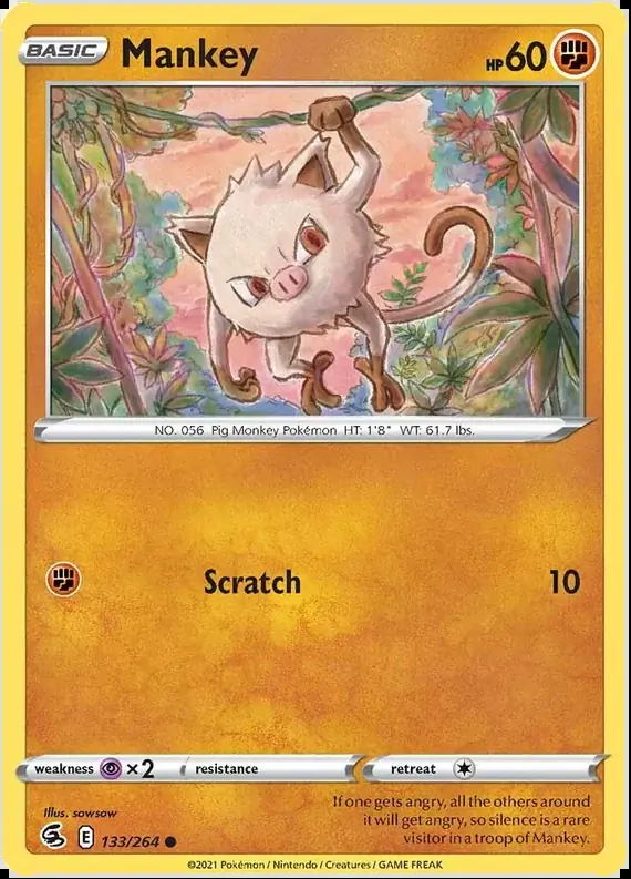 Mankey Pokemon card from Fusion Strike