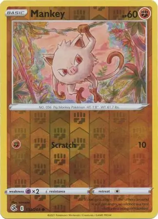 Mankey Reverse Holo Pokemon card from Fusion Strike