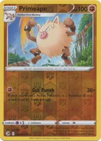 Primeape Reverse Holo Pokemon card from Fusion Strike