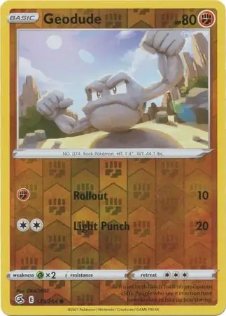 Geodude Reverse Holo Pokemon card from Fusion Strike